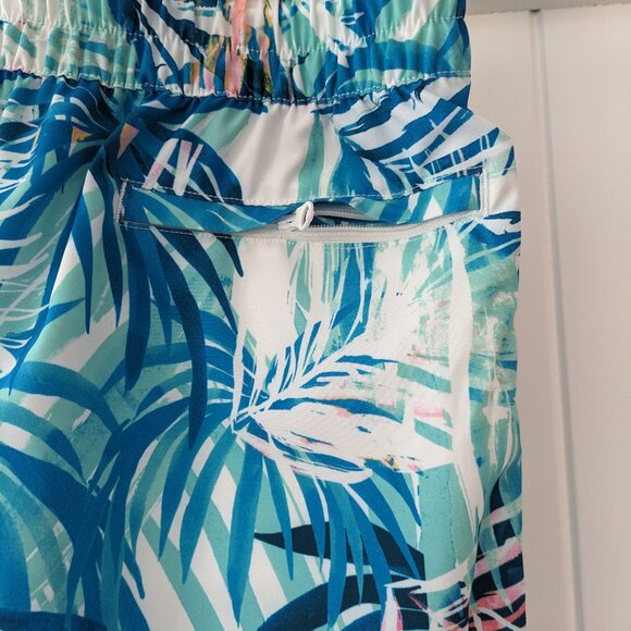 🌸 OP Ocean Pacific Board Shorts w/ Pockets & Zippers in Tropical Blue Palm NWT - Picture 6 of 8
